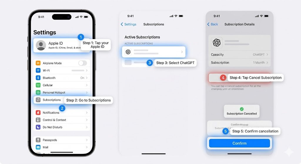 How to cancel ChatGPT subscription on Apple Iphone/Ipad