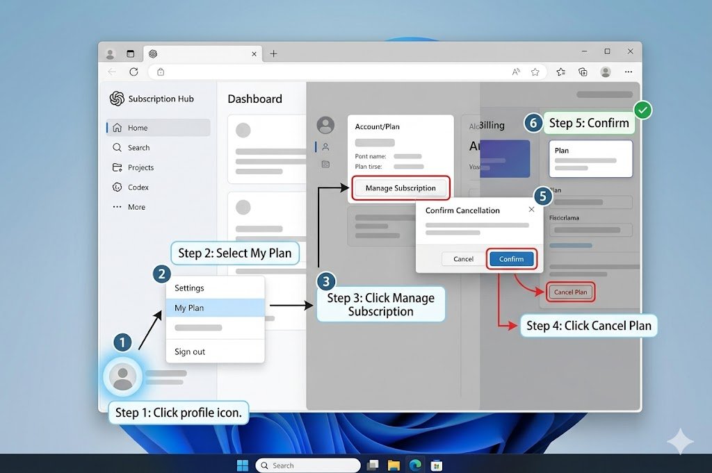 cancel chatGPT via desktop (Browser)