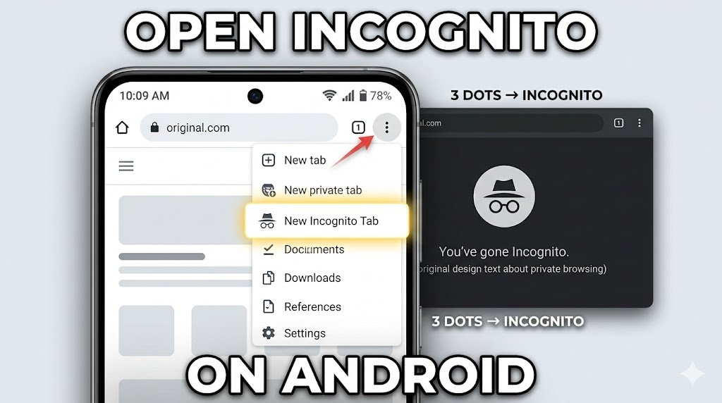 Activate Incognito Mode in Andriod (Chrome App)