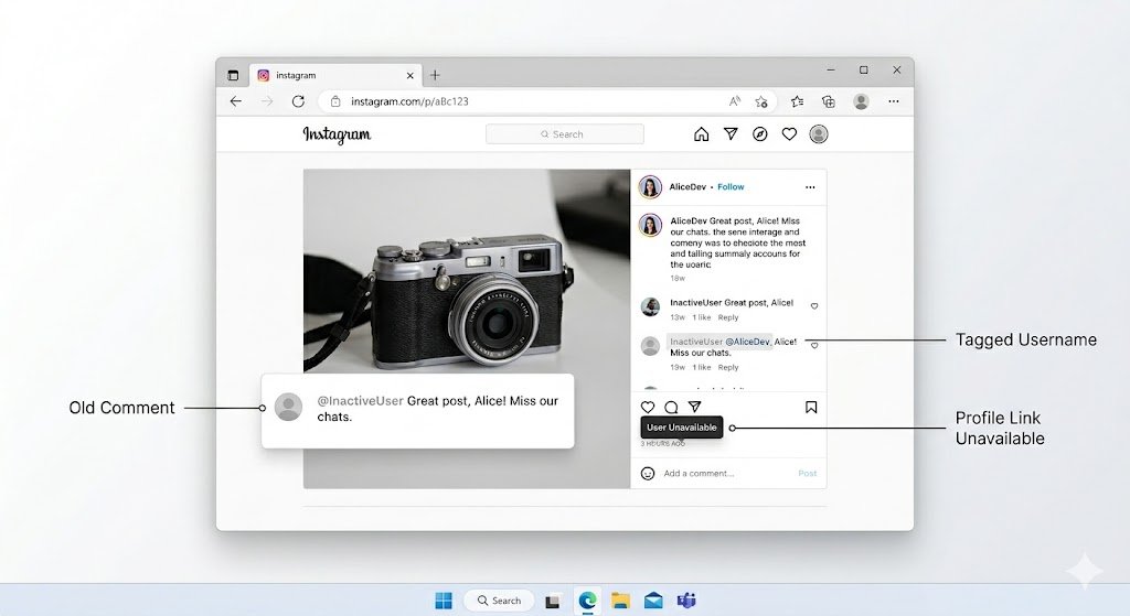 Review old posts where the person commented or was tagged.