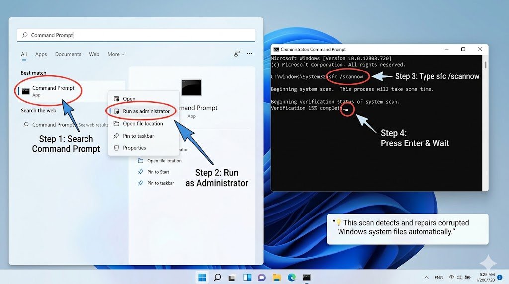 Run System File Checker (Easiest Fix)