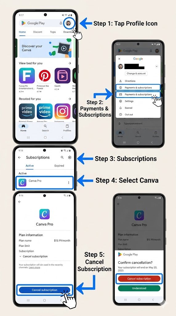 Cancel Canva Subscription on Mobile (Android)