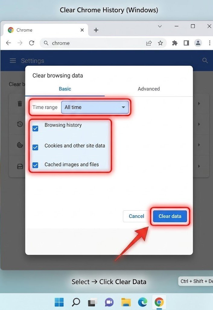 delete history from Google Chrome (Desktop)